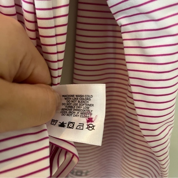 Coolibar UV Protected Long Sleeve Pink Striped Polo Sun Shirt Large - Picture 7 of 8